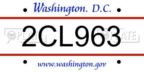 2CL963 District Of Columbia License Plate