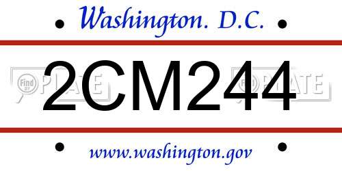 2CM244 District Of Columbia License Plate