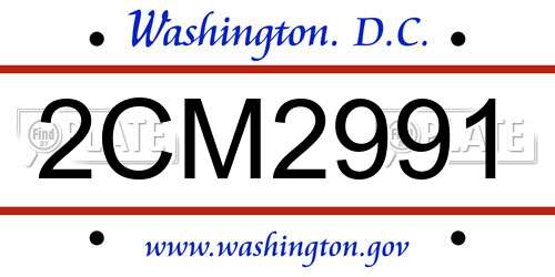 2CM2991 District Of Columbia License Plate