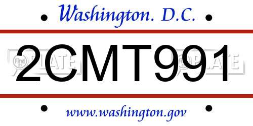 2CMT991 District Of Columbia License Plate