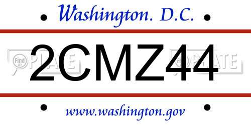 2CMZ44 District Of Columbia License Plate