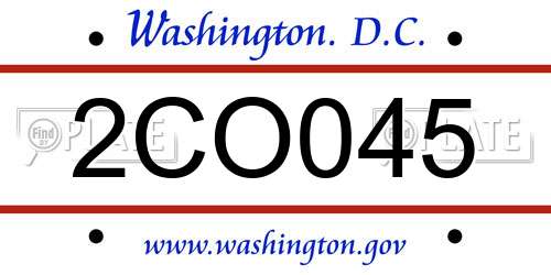 2CO045 District Of Columbia License Plate