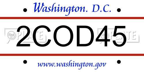 2COD45 District Of Columbia License Plate