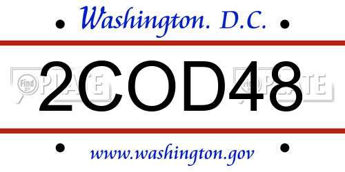 2COD48 District Of Columbia License Plate