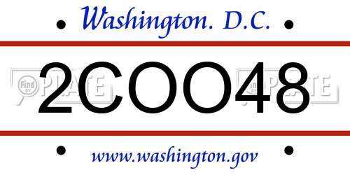 2COO48 District Of Columbia License Plate