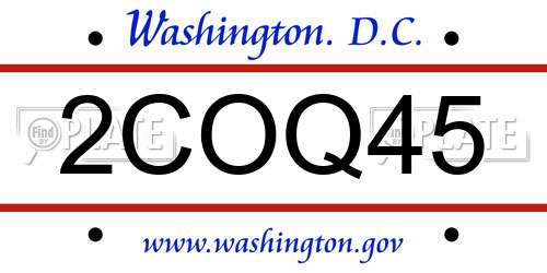 2COQ45 District Of Columbia License Plate