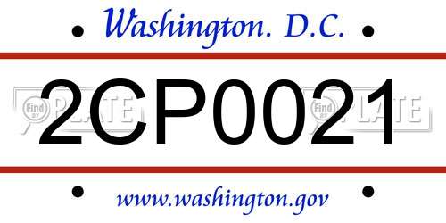 2CP0021 District Of Columbia License Plate
