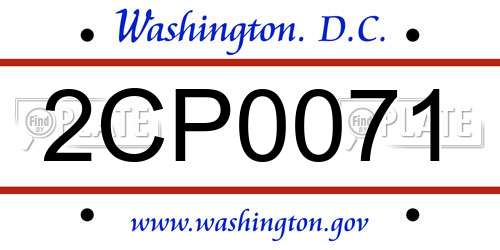 2CP0071 District Of Columbia License Plate