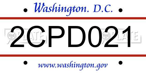 2CPD021 District Of Columbia License Plate