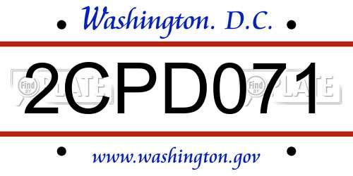 2CPD071 District Of Columbia License Plate