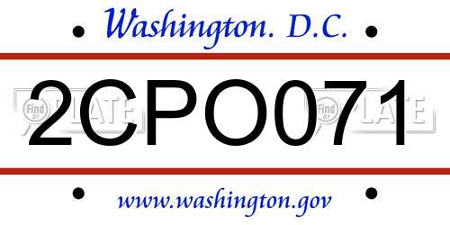 2CPO071 District Of Columbia License Plate