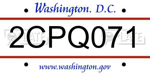 2CPQ071 District Of Columbia License Plate