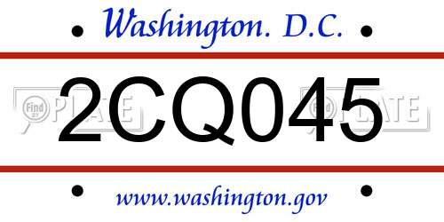 2CQ045 District Of Columbia License Plate