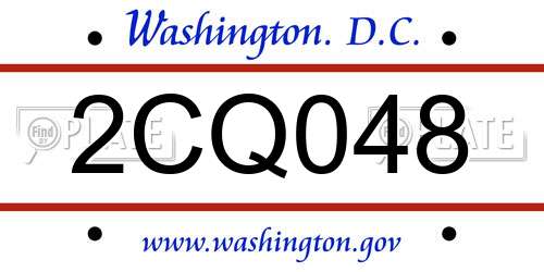 2CQ048 District Of Columbia License Plate
