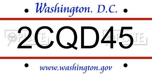 2CQD45 District Of Columbia License Plate