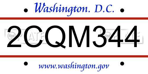 2CQM344 District Of Columbia License Plate