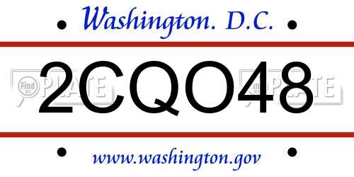 2CQO48 District Of Columbia License Plate