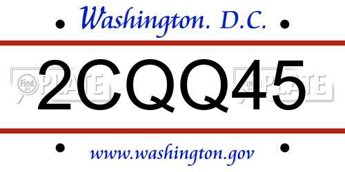 2CQQ45 District Of Columbia License Plate