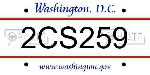 2CS259 District Of Columbia License Plate