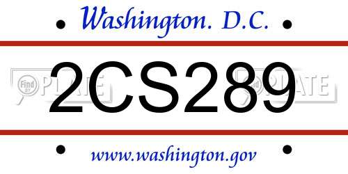 2CS289 District Of Columbia License Plate
