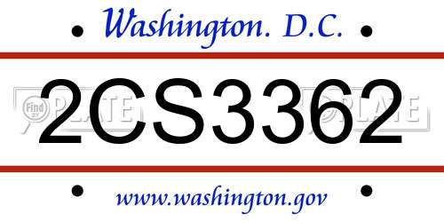 2CS3362 District Of Columbia License Plate