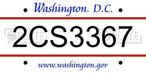 2CS3367 District Of Columbia License Plate