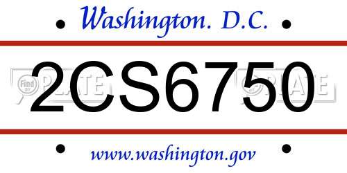 2CS6750 District Of Columbia License Plate