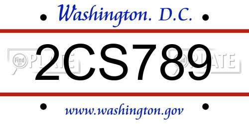 2CS789 District Of Columbia License Plate
