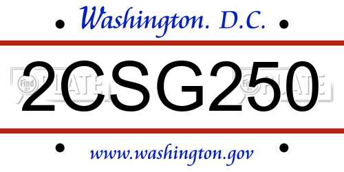 2CSG250 District Of Columbia License Plate