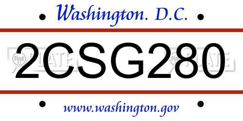 2CSG280 District Of Columbia License Plate