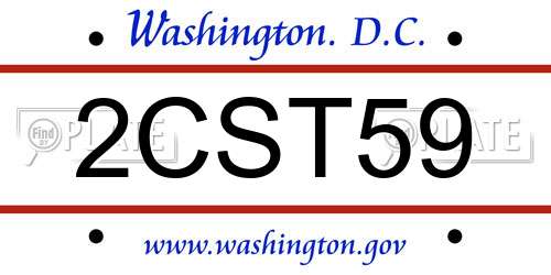 2CST59 District Of Columbia License Plate