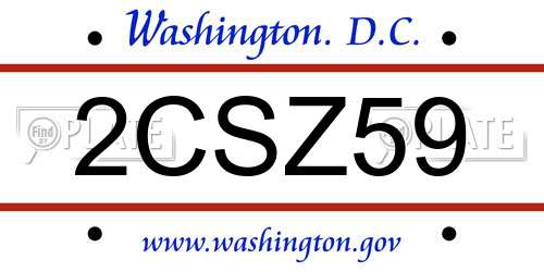 2CSZ59 District Of Columbia License Plate