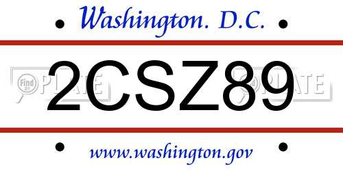 2CSZ89 District Of Columbia License Plate