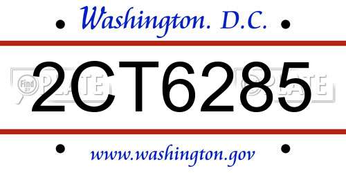 2CT6285 District Of Columbia License Plate