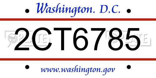 2CT6785 District Of Columbia License Plate