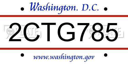 2CTG785 District Of Columbia License Plate