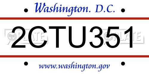 2CTU351 District Of Columbia License Plate