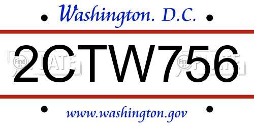 2CTW756 District Of Columbia License Plate