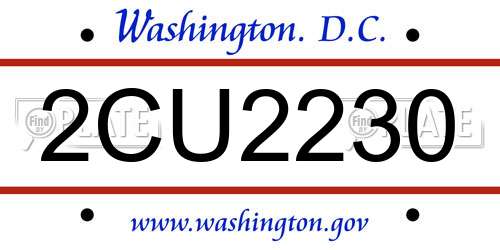 2CU2230 District Of Columbia License Plate
