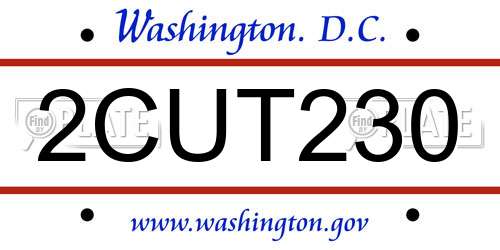 2CUT230 District Of Columbia License Plate