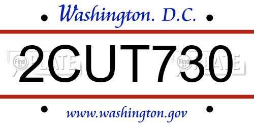 2CUT730 District Of Columbia License Plate