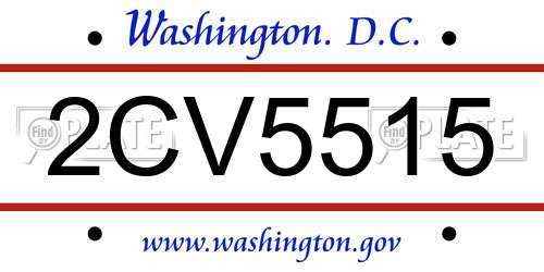2CV5515 District Of Columbia License Plate