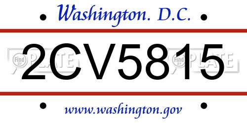 2CV5815 District Of Columbia License Plate