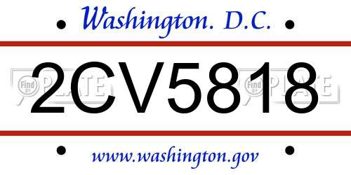 2CV5818 District Of Columbia License Plate