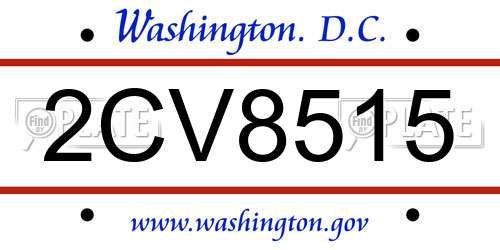 2CV8515 District Of Columbia License Plate