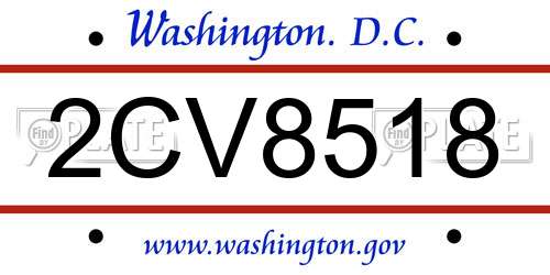 2CV8518 District Of Columbia License Plate
