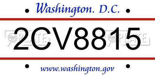 2CV8815 District Of Columbia License Plate