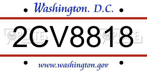 2CV8818 District Of Columbia License Plate