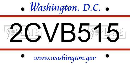 2CVB515 District Of Columbia License Plate