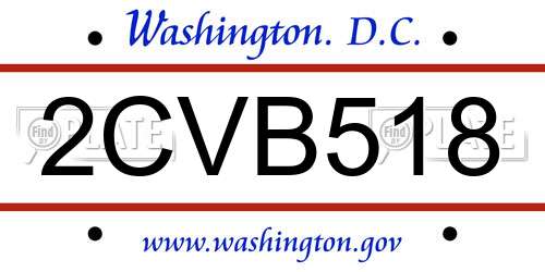 2CVB518 District Of Columbia License Plate